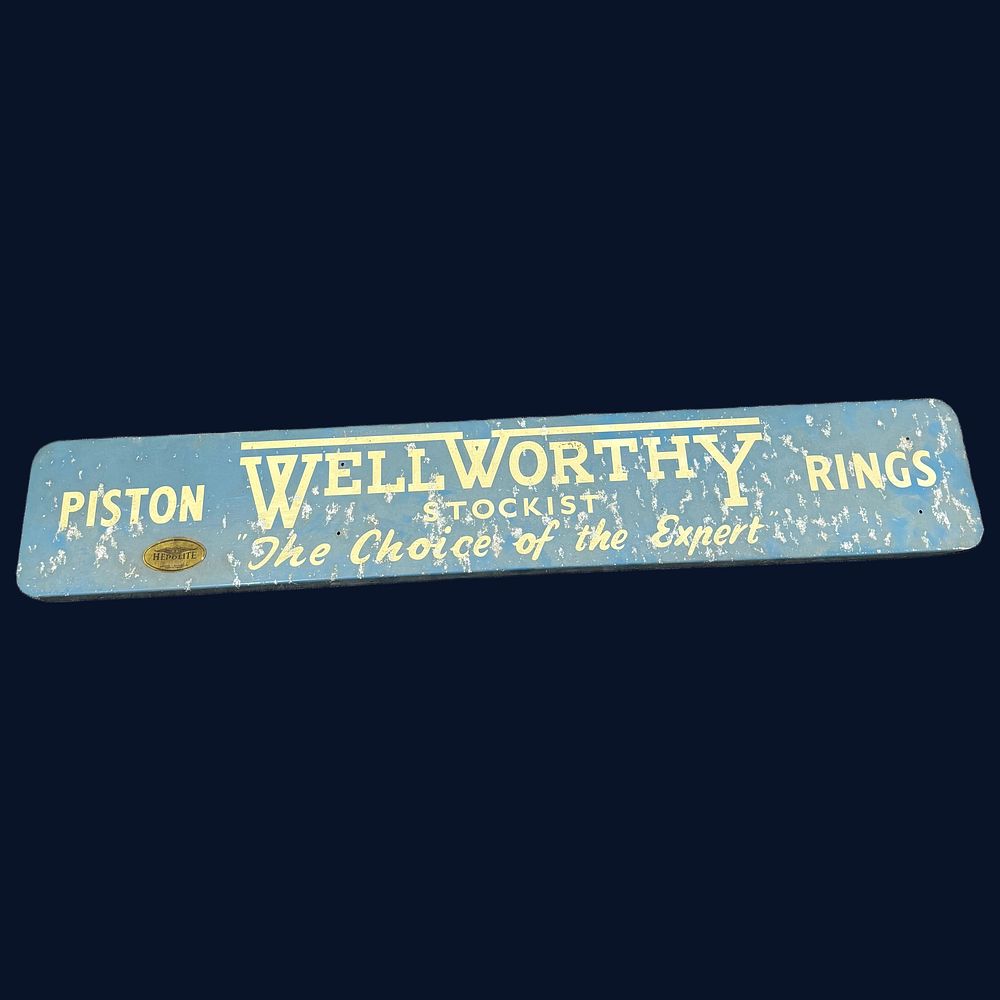 Lot 512: Wellworthy Piston Rings Lithographed Aluminium Advertising Sign