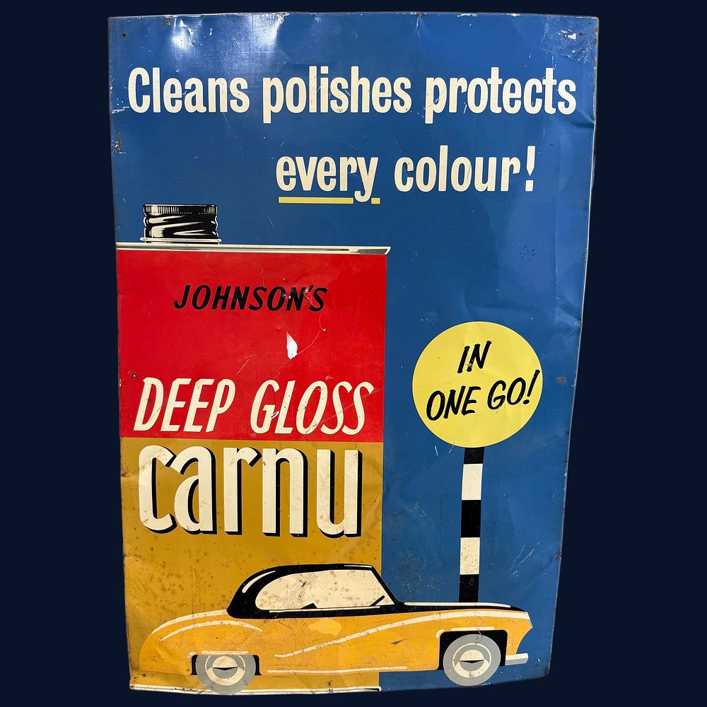 Lot 514: Johnson's Deep Gloss Carnu Lithographed Tin Advertising Sign