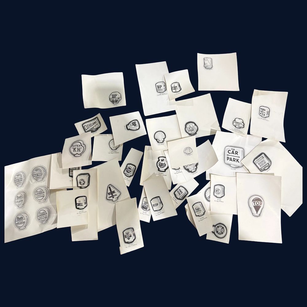 Lot 527: A Collection of British Petroleum and Oil Brand Logo Design Proof Promotional Ephemera