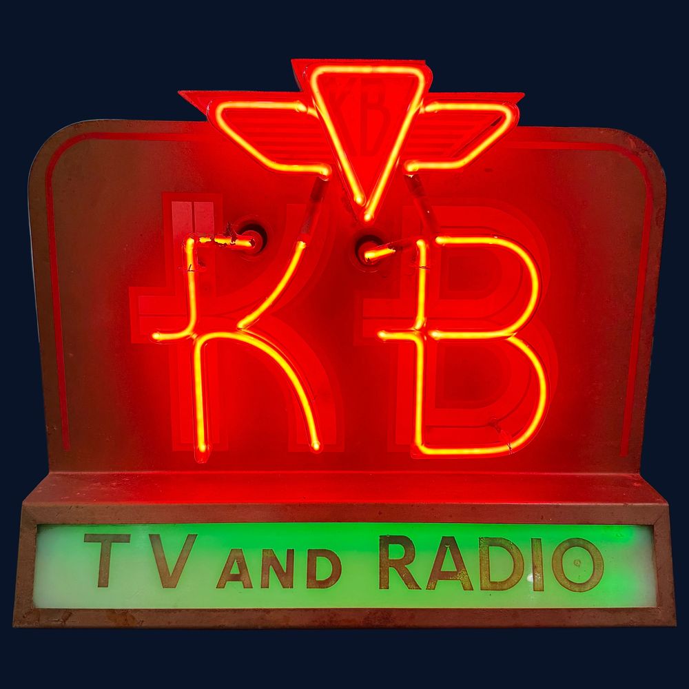 Lot 545: KB TV and Radio Illuminated Neon Advertising Sign
