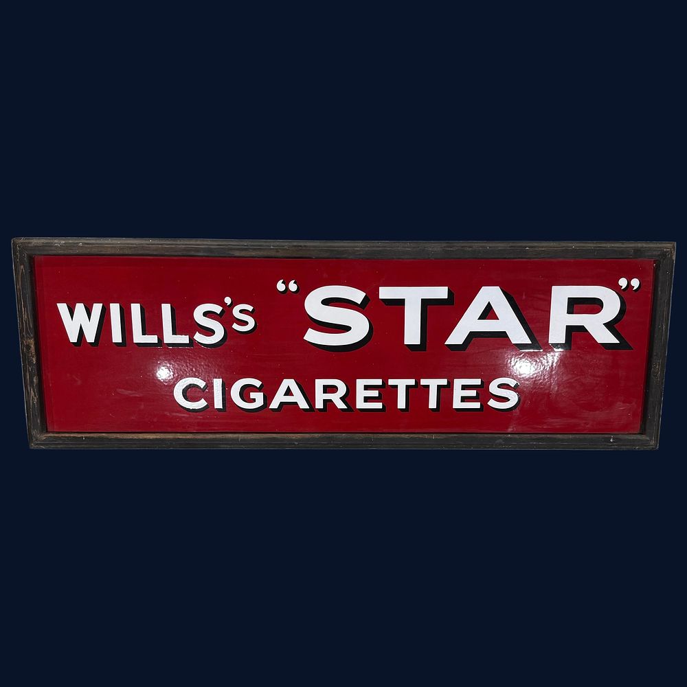 Lot 553: Wills's Star Cigarettes Enamel Advertising Sign