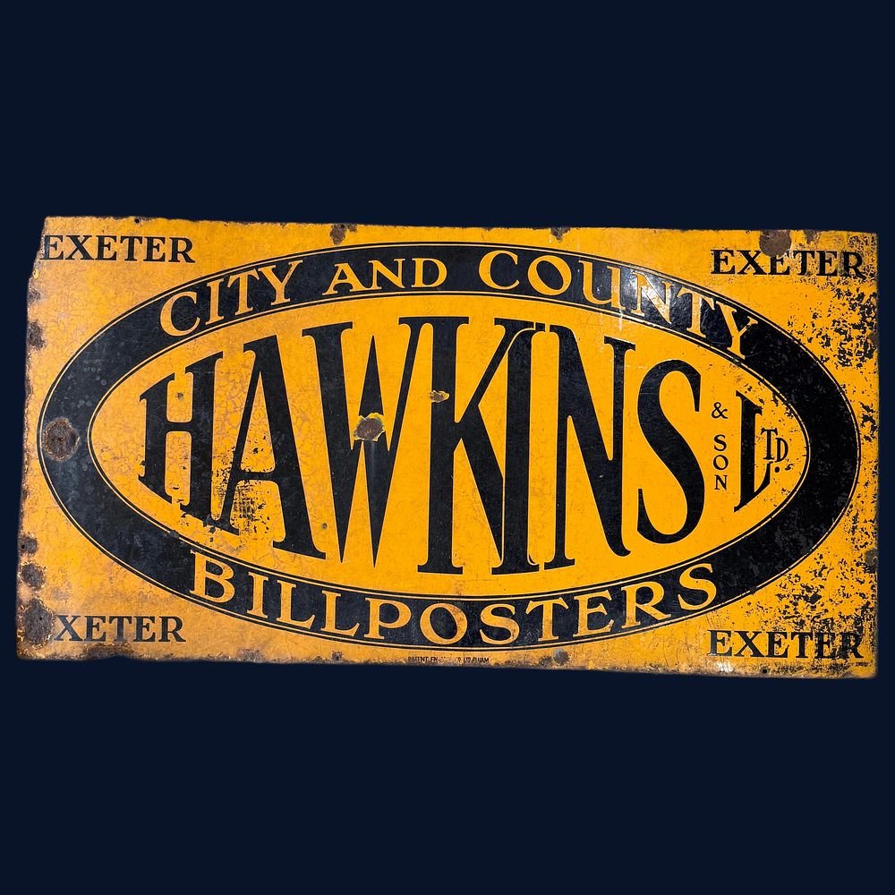 Lot 556: Hawkins & Son Ltd City and County Billposters Exeter Enamel Advertising Sign