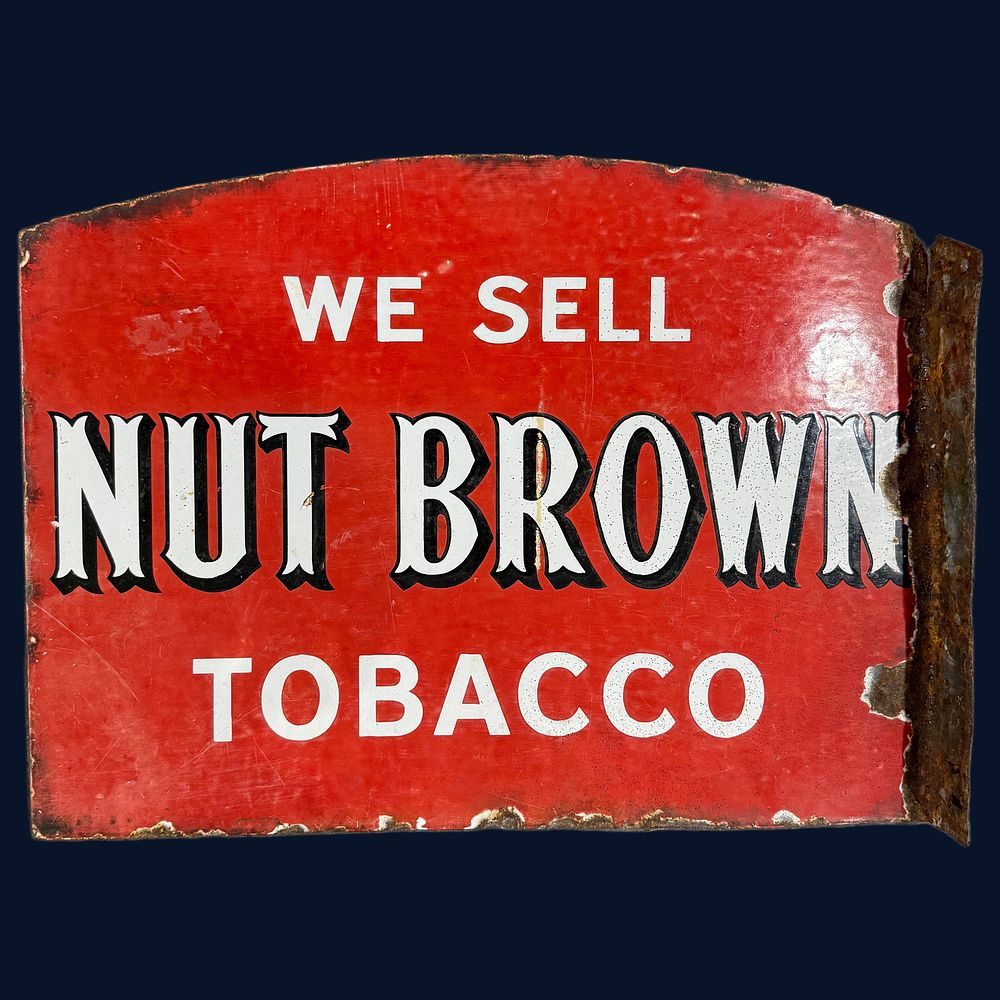 Lot 560: Nut Brown Tobacco Flanged Enamel Advertising Sign