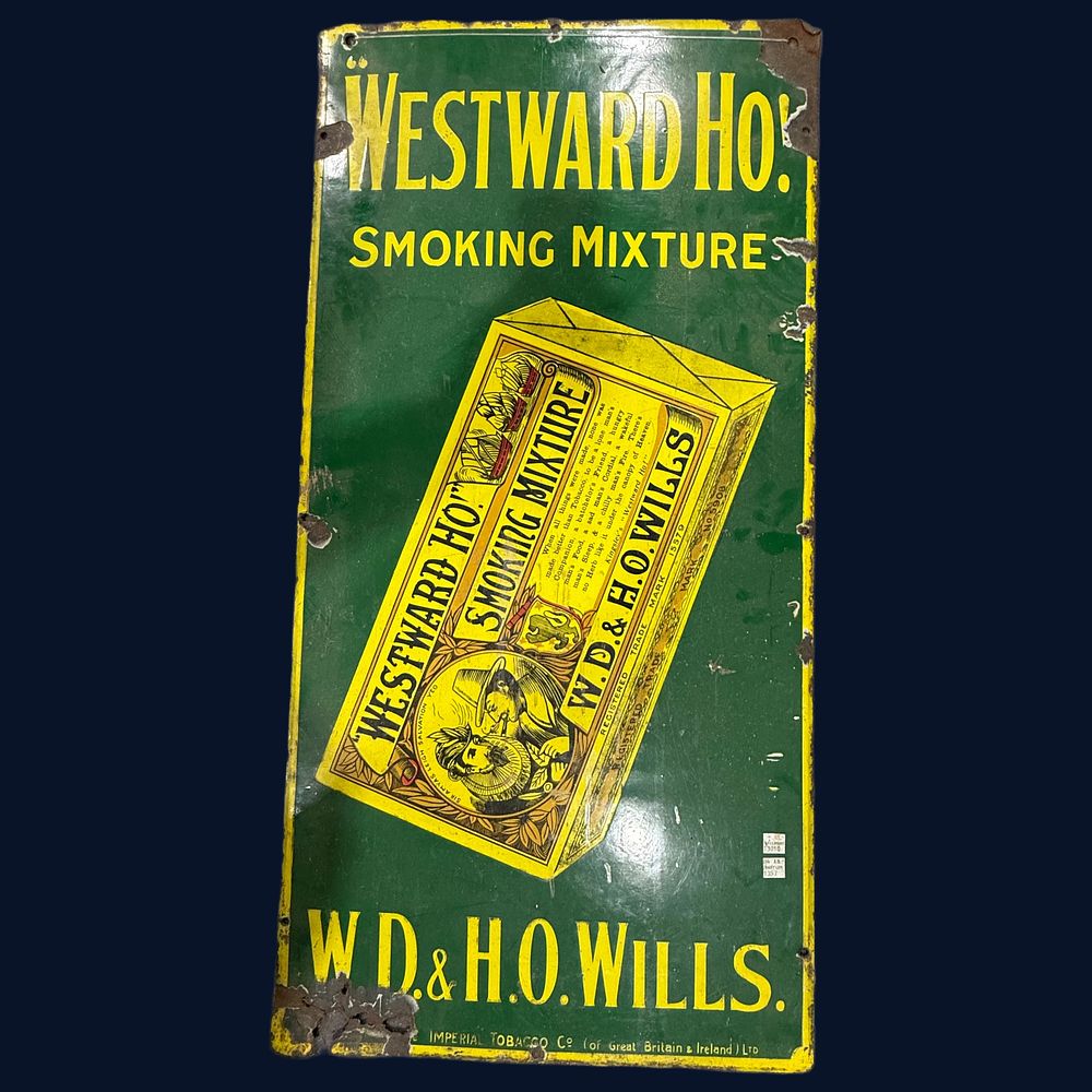 Lot 569: Westward Ho! Smoking Mixture Enamel Advertising Sign