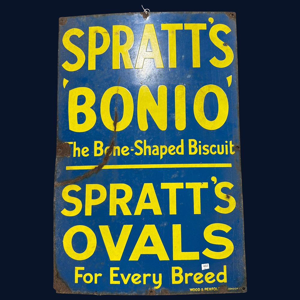 Lot 572: Spratt's Bonio and Ovals Enamel Advertising Sign