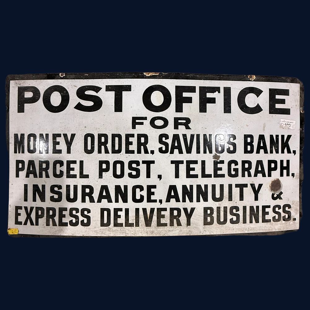 Lot 574: Post Office Enamel Advertising Sign
