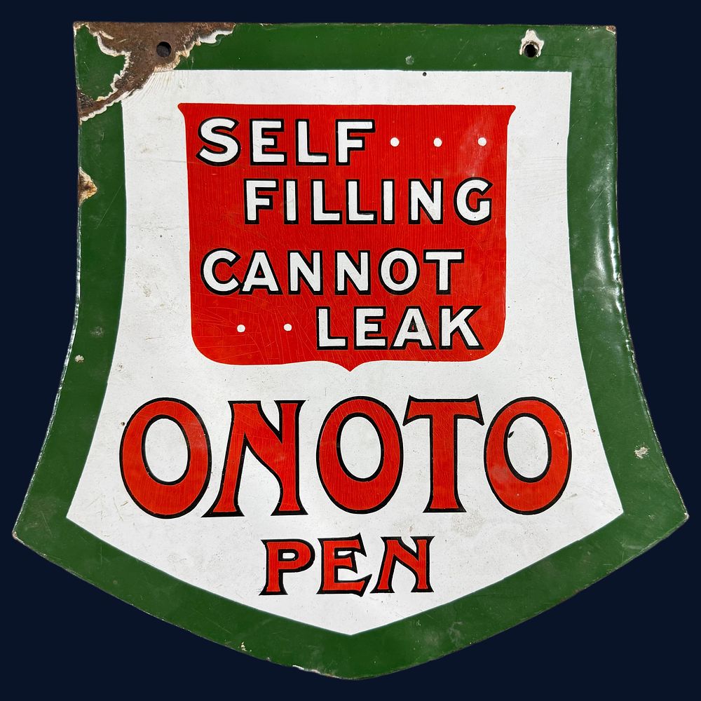 Lot 575: Onoto Pen Enamel Advertising Sign