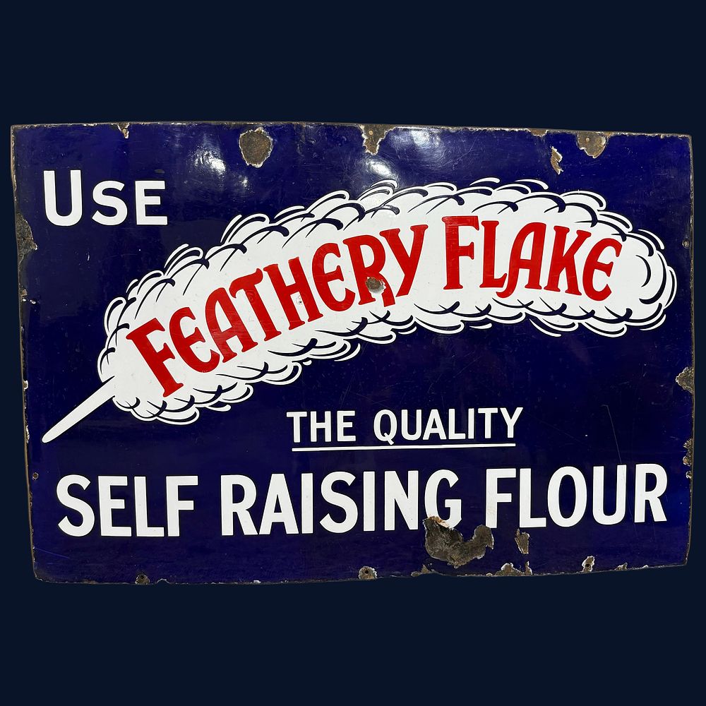 Lot 578: Feathery Flake Self Raising Flour Enamel Advertising Sign