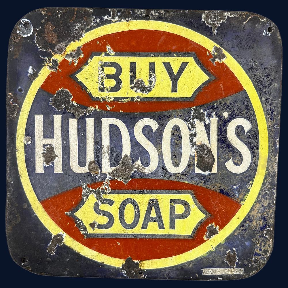 Lot 579: Hudson's Soap Enamel Advertising Sign