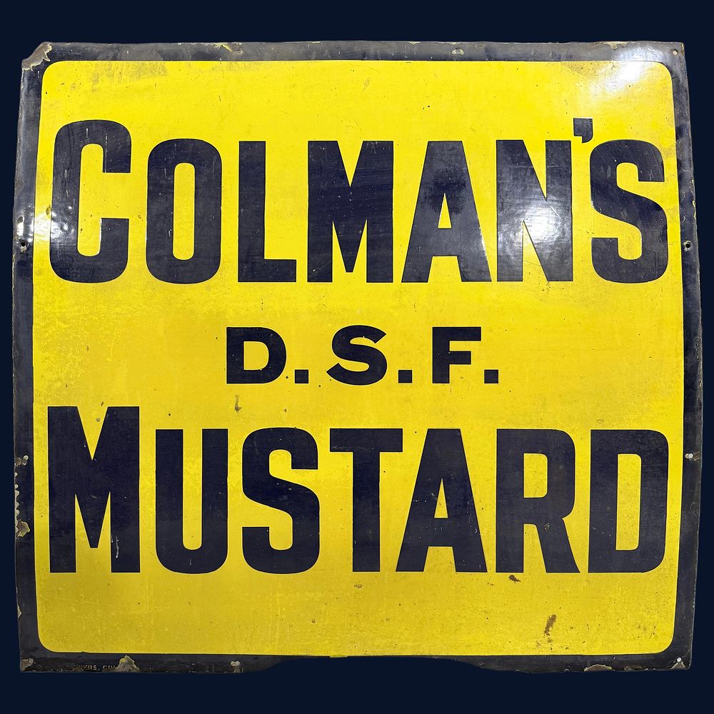 Lot 581: Colman's D.S.F. Mustard Enamel Advertising Sign