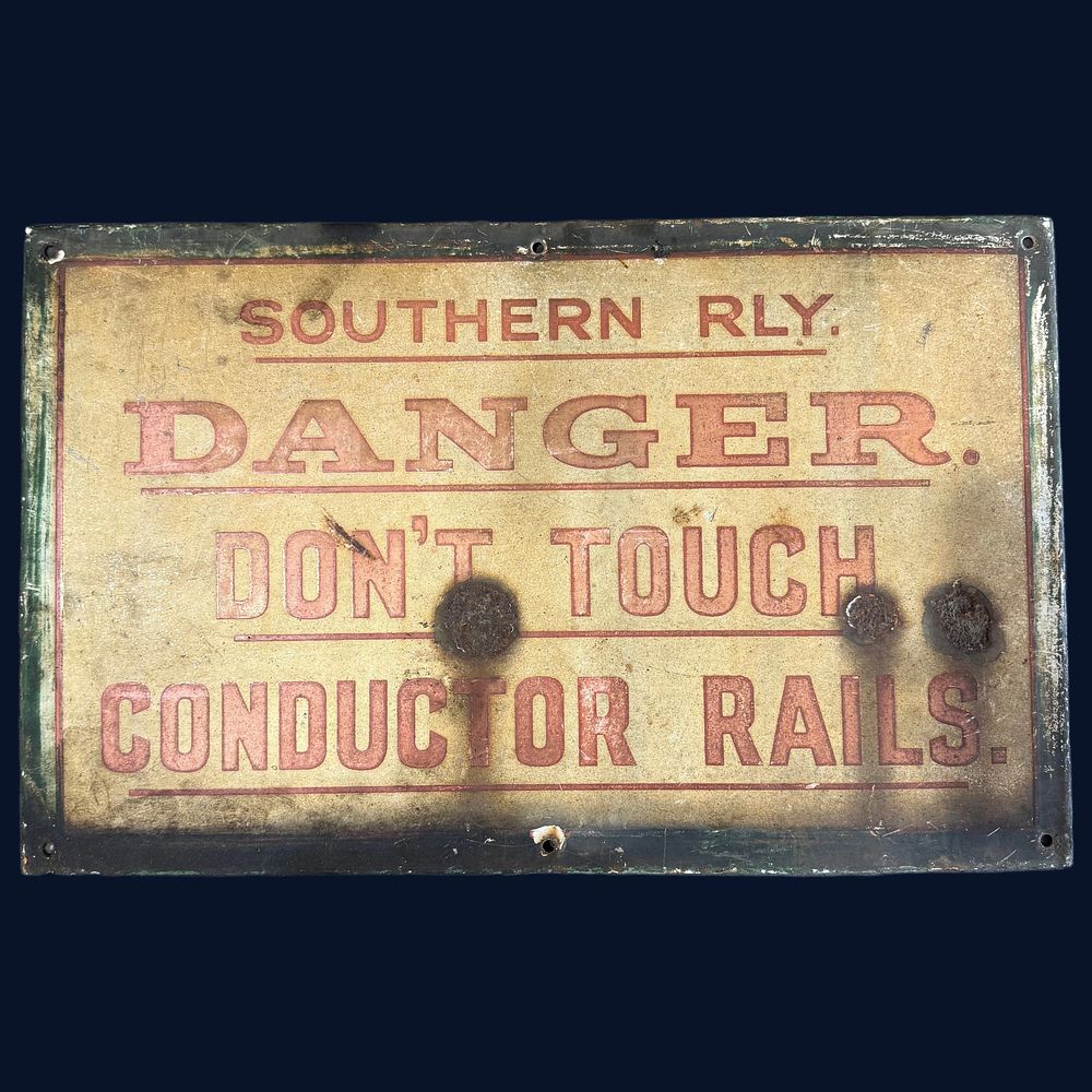 Lot 583: Southern Railway Conductor Rails Metal Advertising Sign