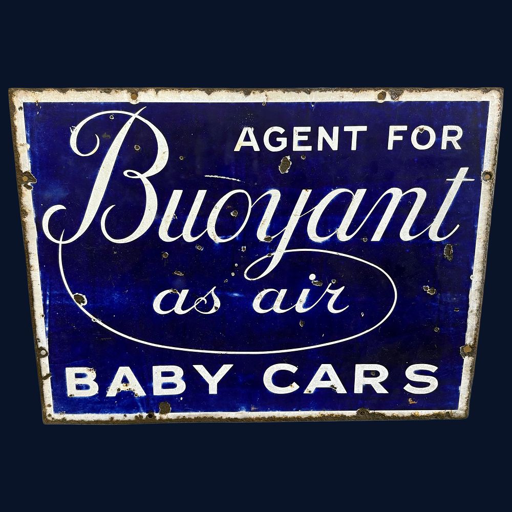 Lot 588: Buoyant Baby Cars Enamel Advertising Sign