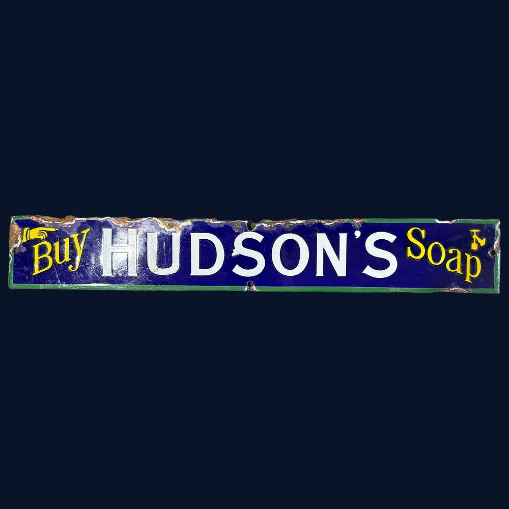 Lot 597: Hudson's Soap Enamel Advertising Sign