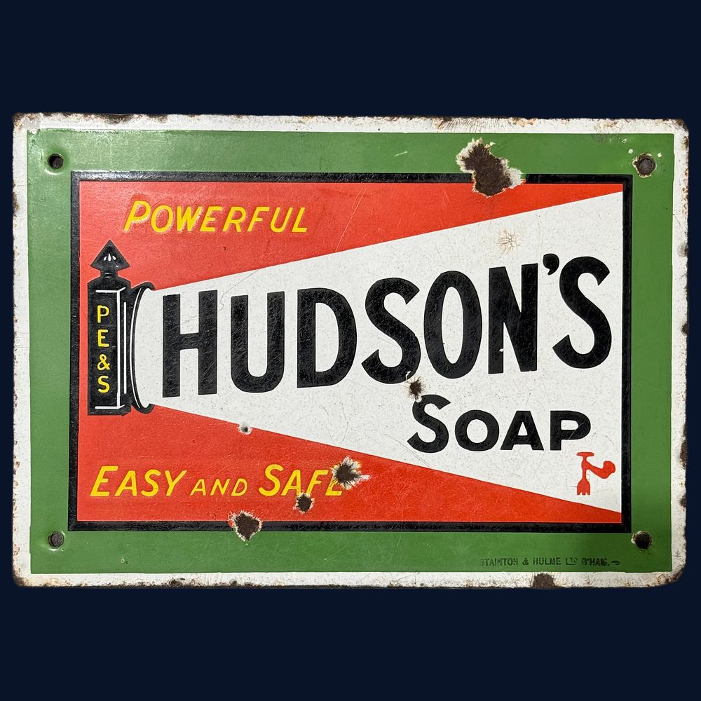 Lot 606: Hudson's Soap Enamel Advertising Sign