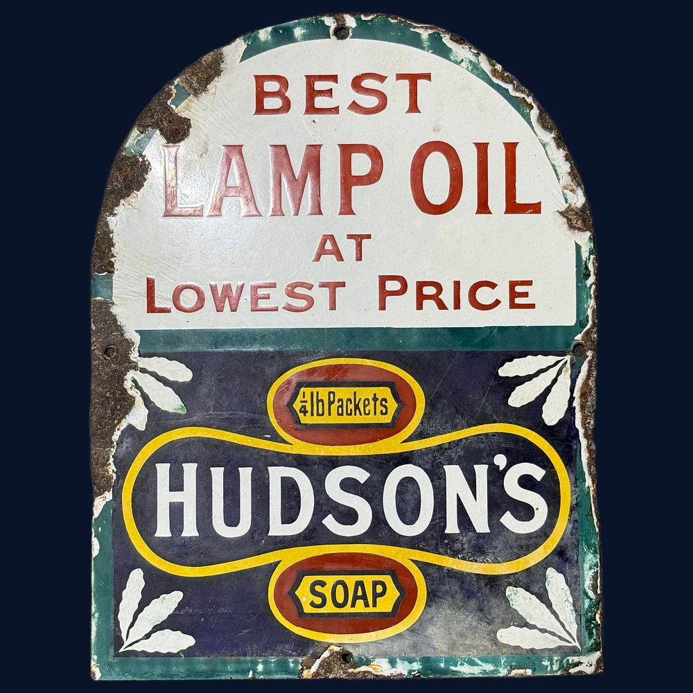 Lot 607: Hudson's Soap Enamel Advertising Sign
