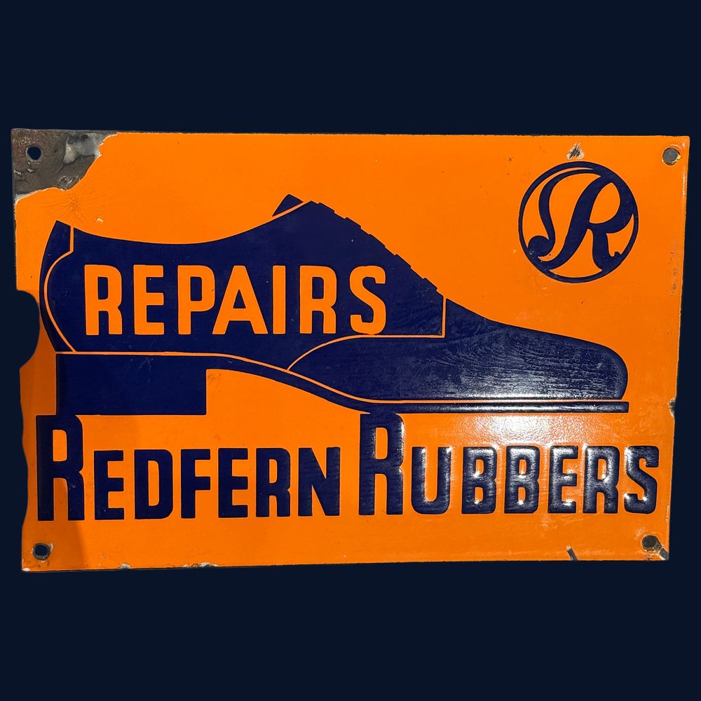 Lot 608: Redfern Rubbers Enamel Advertising Sign