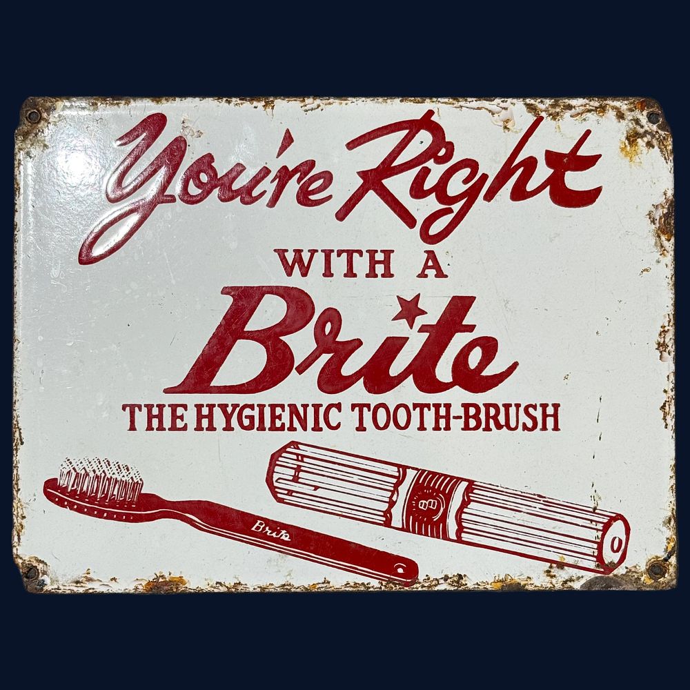 Lot 609: Brite Tooth Brush Enamel Advertising Sign