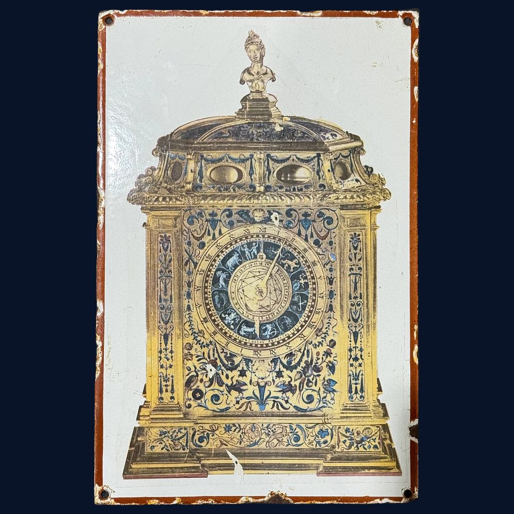 Lot 610: Astronomical Clock Enamel Advertising Sign