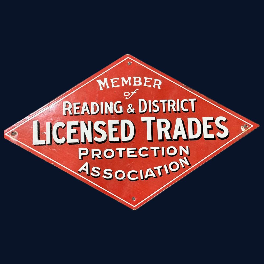 Lot 612: Reading & District Licensed Trades Protection Association Enamel Advertising Sign