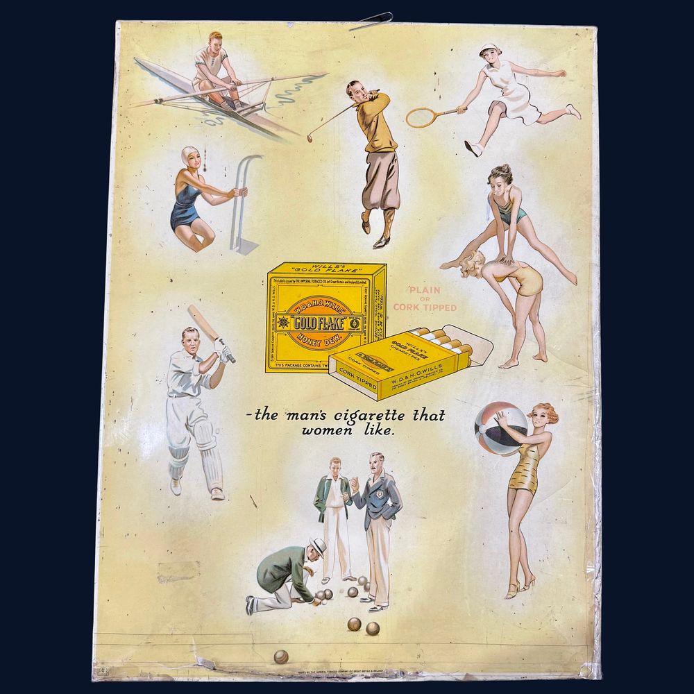 Lot 625: Gold Flake Honey Dew Cigarettes Advertising Showcard