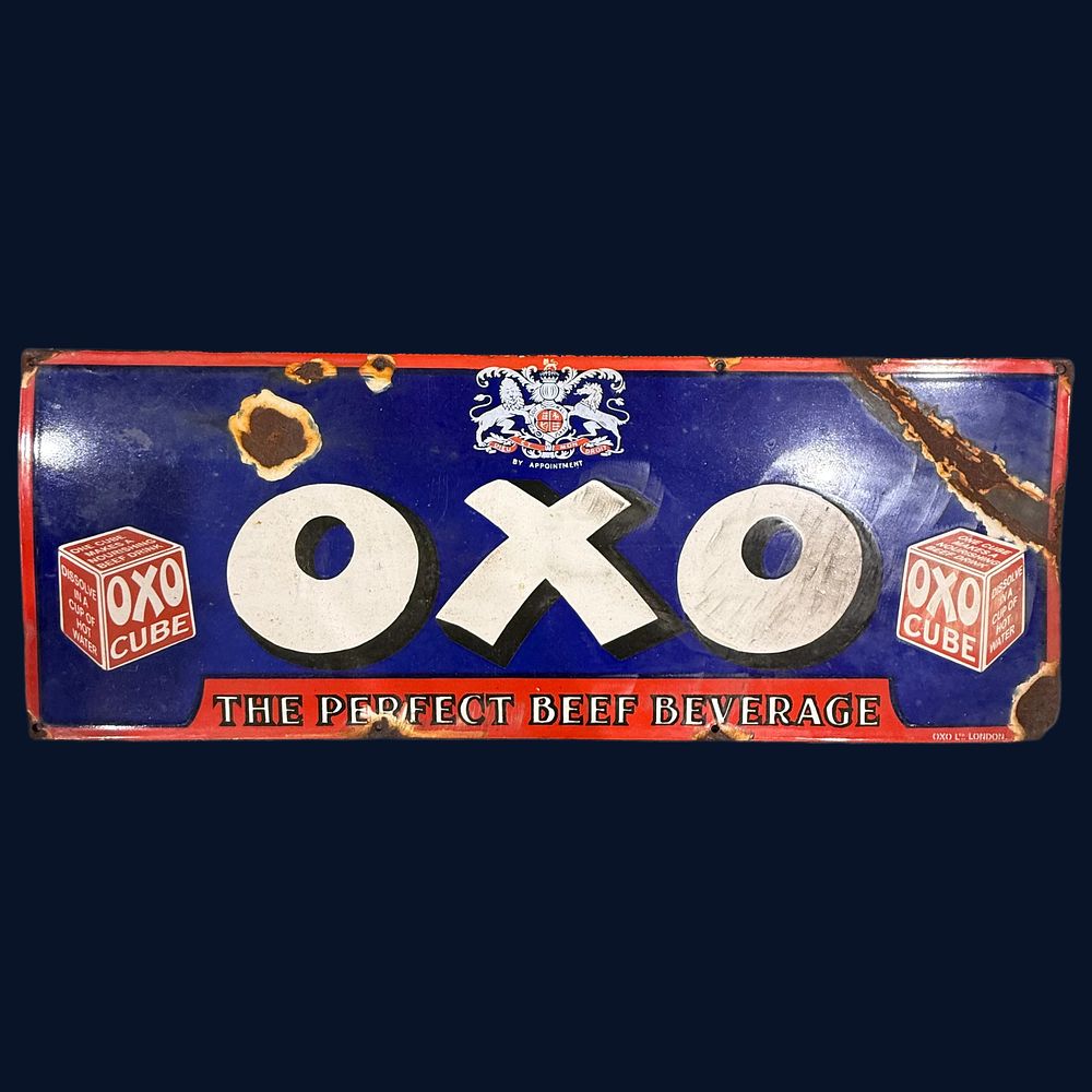 Lot 629: OXO Enamel Advertising Sign - re-production