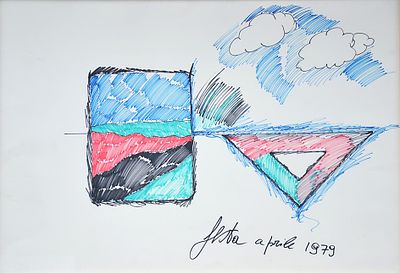Tano Festa, Senza titolo, 1979 - Tano Festa, Pennarelli su cartoncino, 70x100 cm, Senza titolo, 1979