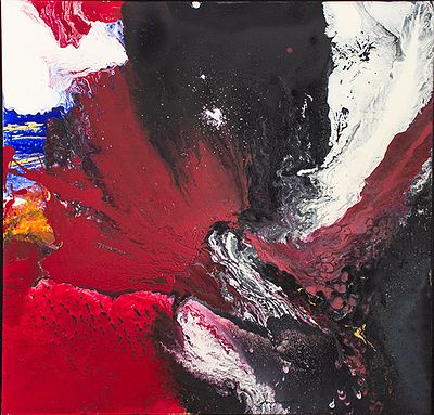 Pierluigi De Lutti, Caduta nera - Pierluigi De Lutti, Olio su tela, 100x100 cm, Caduta nera; 