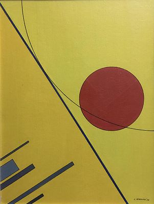 Luigi Veronesi, Composizione, 1976 - Luigi Veronesi, Olio su cartone, 40x30 cm, Composizione 