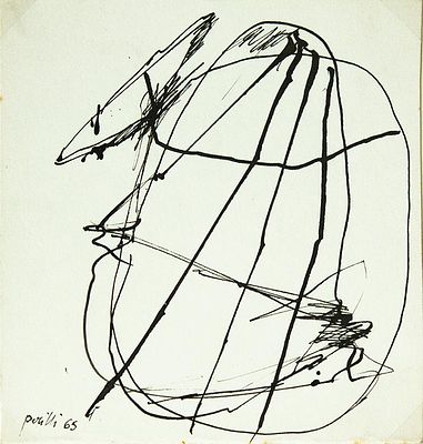 Achille Perilli, Disegno per mutazioni C12, 1965 - Achille Perilli, Inchiostro su cartoncino, 18 