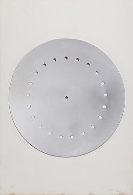 Lucio Fontana, Disco spaziale (argento), 1966/67 - Lucio Fontana, Serigrafia 8/30 - Disco in 