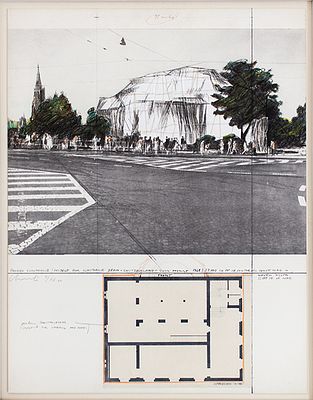 Christo, Packed Kunsthalle Bern, 1972 - Christo, Serigrafia polimaterica, Es. 09/XX, 70x54 cm 