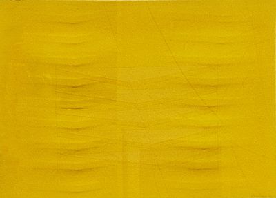 Agostino Bonalumi, Senza titolo (Giallo), 1984 - Agostino Bonalumi, Cartone estroflesso, 50x70 cm 