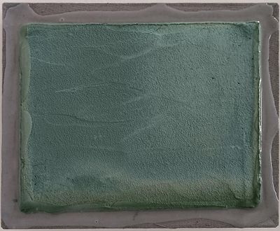 Enzo Cacciola, Senza titolo, 1974 - Enzo Cacciola, Cemento asbesto su tela, 24x30 cm, Senza titolo 