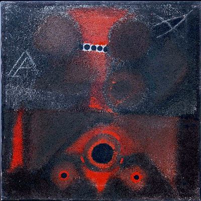 Gastone Biggi, L'Io nero, 1995 - Gastone Biggi, Sabia e tempera su tela, 100x100 cm, L'Io nero 