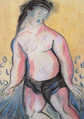 Sandro Chia, Figura, 2002 - Sandro Chia, Tecnica mista su carta, 51x71 cm, Figura, 2002; Autentica 