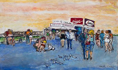 Walter Piacesi, Edicola di periferia, 2019 - Walter Piacesi, Tecnica mista su cartoncino, 42,5x70 