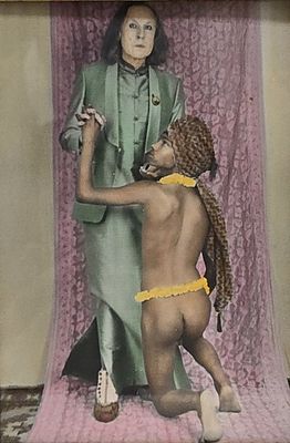 Luigi Ontani, NarciGiudainginocchio, 2011 - Luigi Ontani, Foto acquerellata, 17x11,5 cm 