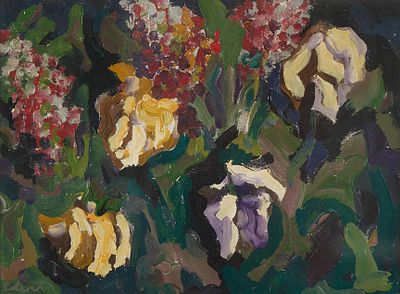 Carlo Levi, Fiori, 1964 - Carlo Levi, Olio su tela, 30x40 cm, Fiori, 1964; Archivio su foto n. 