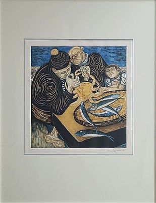 Giuseppe Migneco, Senza titolo - Giuseppe Migneco, Acquatinta acquaforte, Es. 68/120, 40x39 cm 