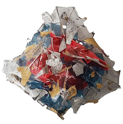 Bluer, Accartocciato Opus nr. 3, 2011 - Bluer, Plexiglass e foglia oro/argentato, 58x56x20 cm 