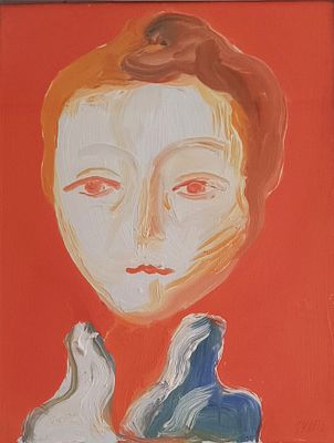 Virgilio Guidi, Figura, 1977 - Virgilio Guidi, Olio su tela, 40x30 cm, Figura, 1977; Autentica 