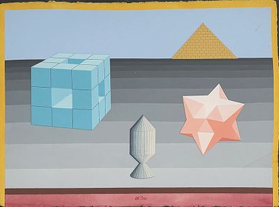 Lucio Del Pezzo, Senza titolo - Lucio Del Pezzo, Collage su carta, 56x75 cm, Senza titolo; 