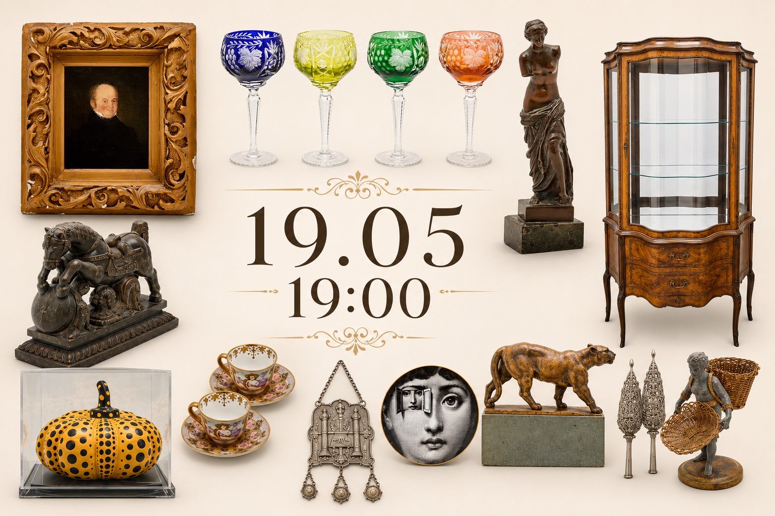 Aqua Arts & Antiques | Auction 99 | Silver objects, Judaica, Jewelry, Porcelain, Glass, International and Israeli art, furniture, and more