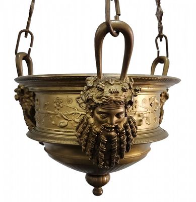 למעצבי פנים ולמביני דבר - מנורת תקרה צרפתית עתיקה, מפוארת, איכותית, ומרשימה במיוחד, 1870-1880 