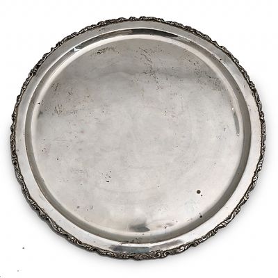 Mexican silver tray, finely decorated and hallmarked, crafted in Sterling silver (925). Total 