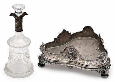 Two Antique Items. Two antique items - Victorian English stand (base) for a glass item (only the 