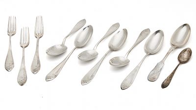 Parts of a Russian Silver 800 Flatware Set, Stamped. Weight: 703 grams