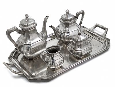 סט כלי כסף גרמני מרשים לקפה ותה, עשוי כסף 'סטרלינג' (925) חתום. סט כלי כסף גרמני מרשים לקפה ותה 