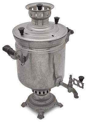 Classic Soviet Samovar by 'ЗШВ', USSR, Signed. Ribbed body with wave pattern, original tap and 
