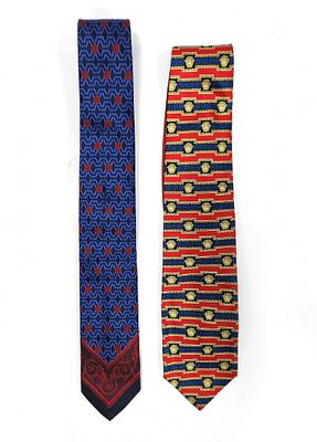 Two High-Quality Silk Ties by Versace. 100% silk, handmade. Some in used condition